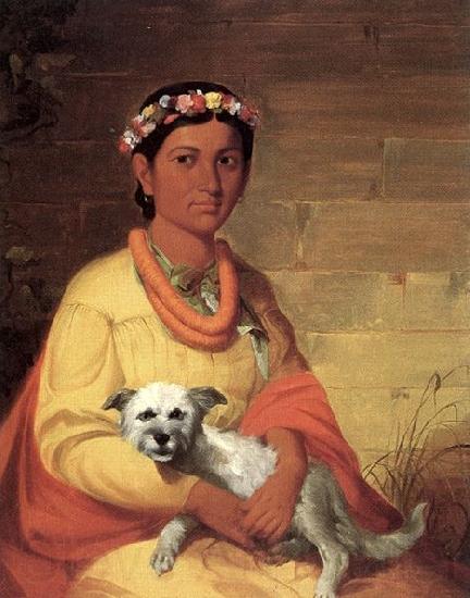 John Mix Stanley Hawaiian Girl with Dog Germany oil painting art
